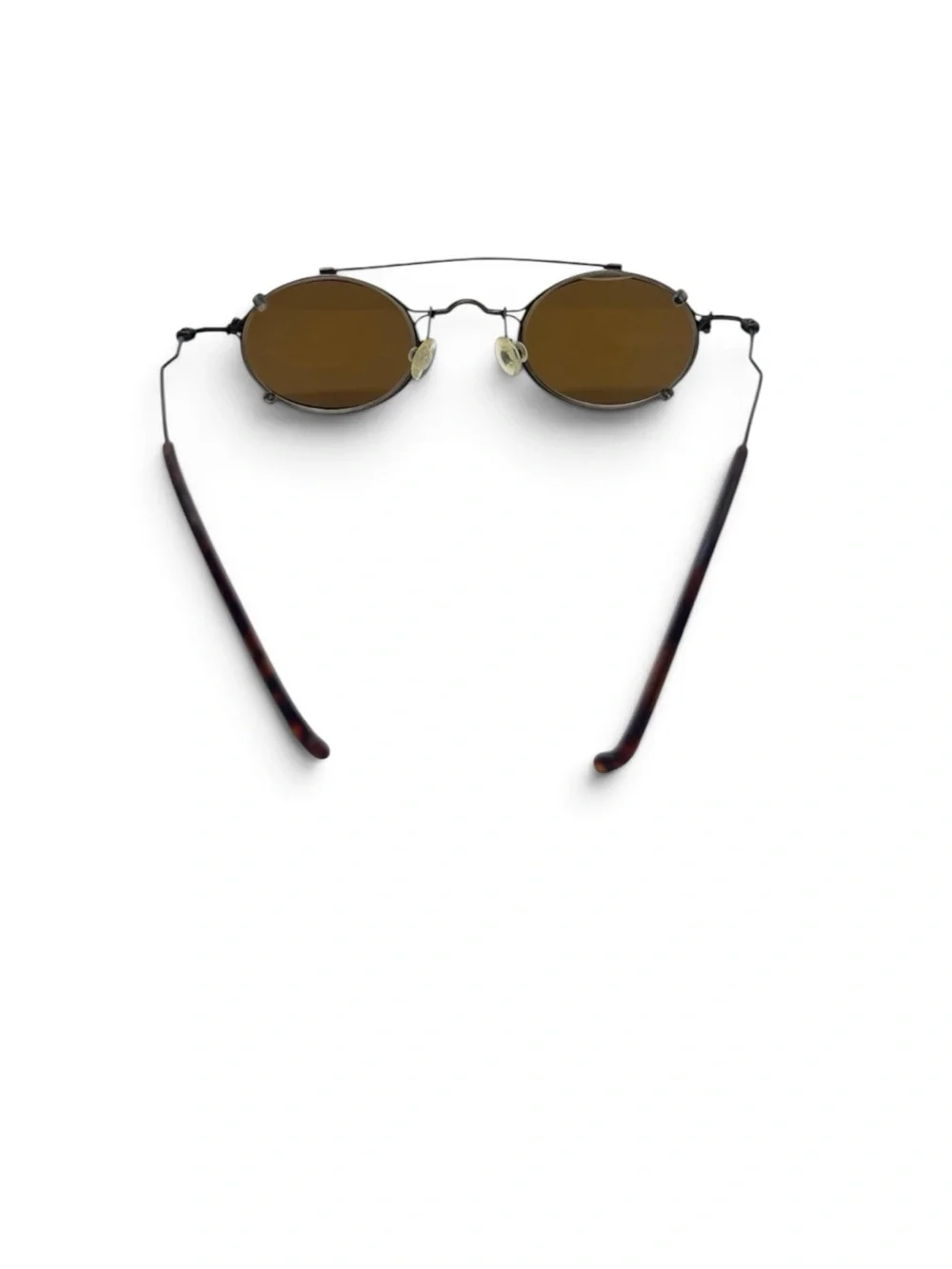 Vintage Oval Sunglasses Brown Tint Wire Metal Frame 44-25-125 Unisex